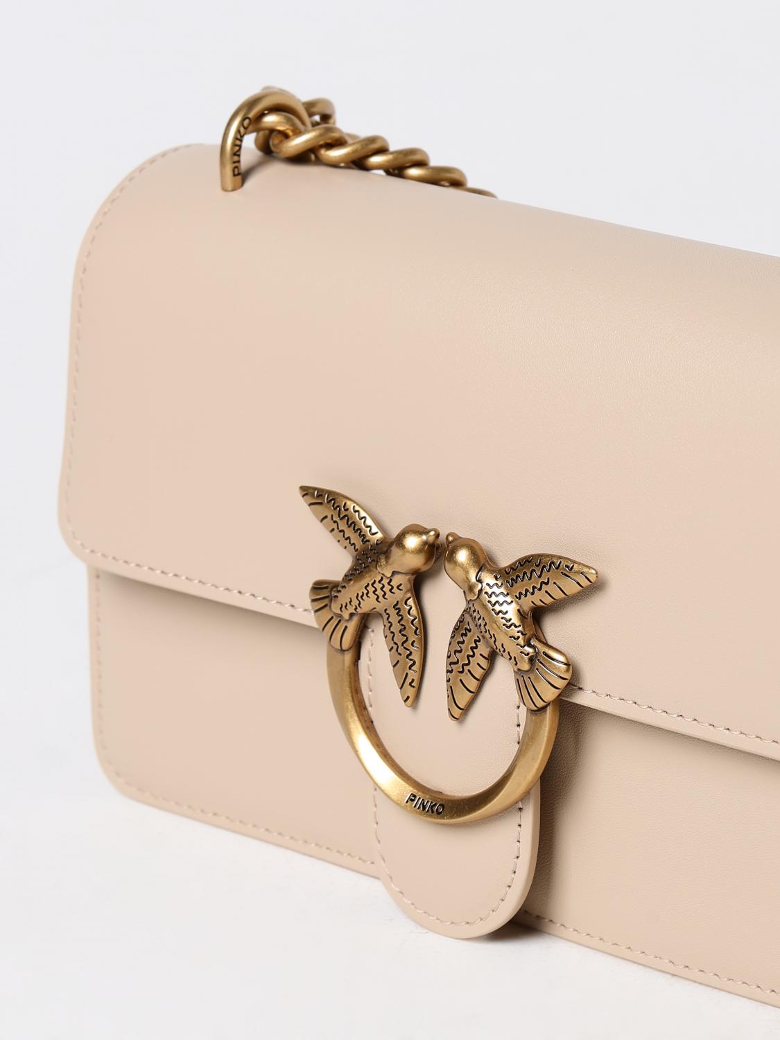 PINKO BORSA MINI: Borsa Love One Pinko in pelle , Beige - Img 3