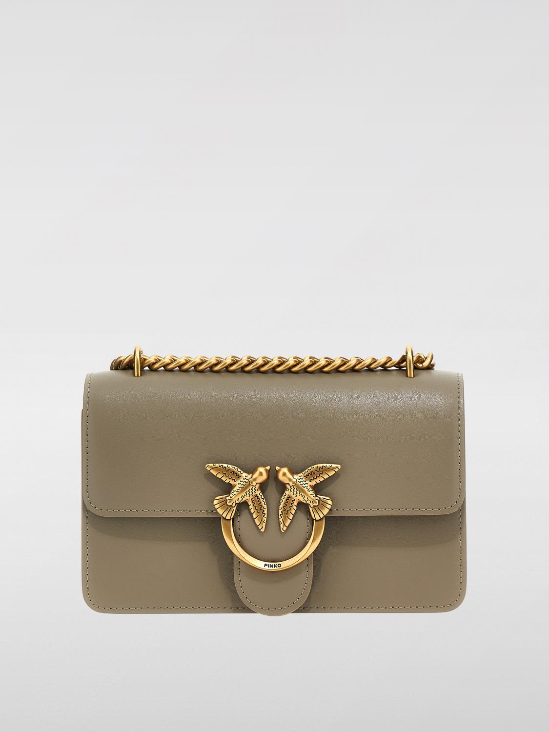 PINKO BORSA MINI: Borsa Love One Pinko in pelle , Marrone - Img 1