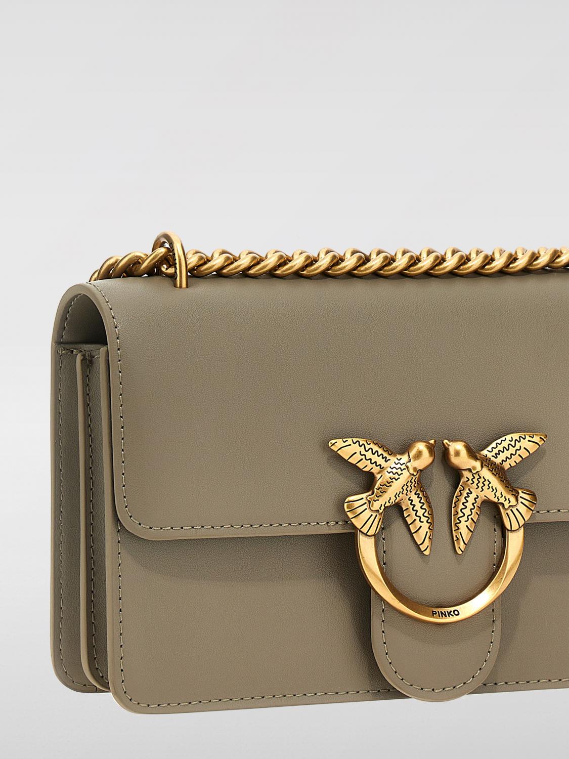 PINKO BORSA MINI: Borsa Love One Pinko in pelle , Marrone - Img 3
