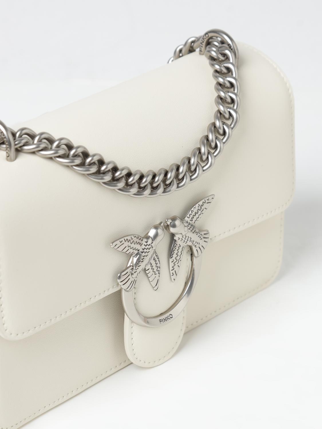 PINKO BORSA MINI: Borsa Love One Pinko in pelle , Bianco 1 - Img 3