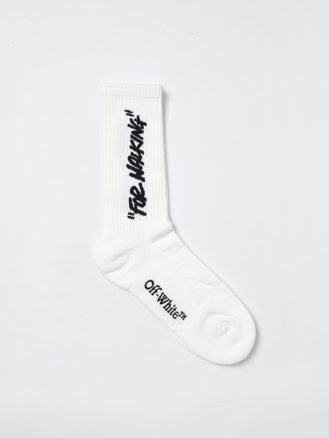 OFF-WHITE CALZE: Calze in cotone con logo Off-White, Bianco - Img 1