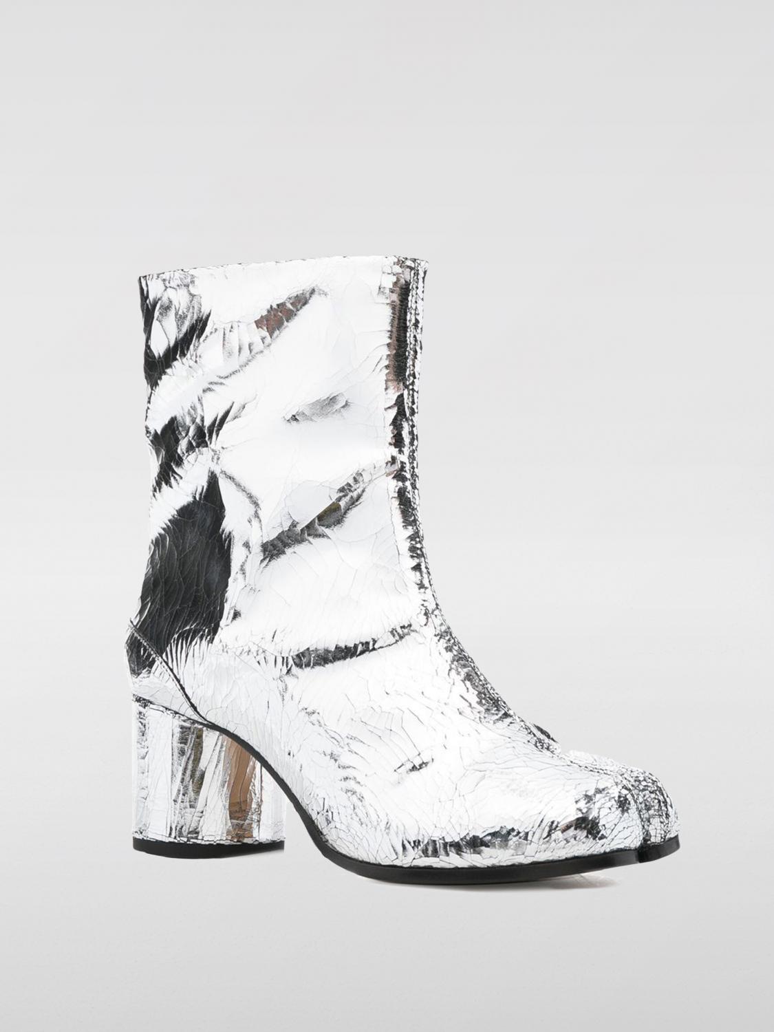 MAISON MARGIELA STIVALETTI: Stivaletto Tabi Maison Margiela in pelle laminata cracklè , Silver - Img 2