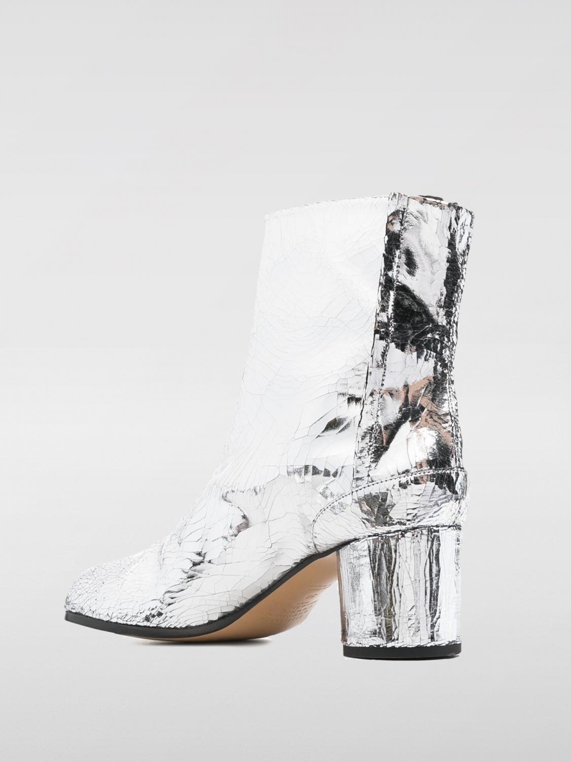 MAISON MARGIELA STIVALETTI: Stivaletto Tabi Maison Margiela in pelle laminata cracklè , Silver - Img 3