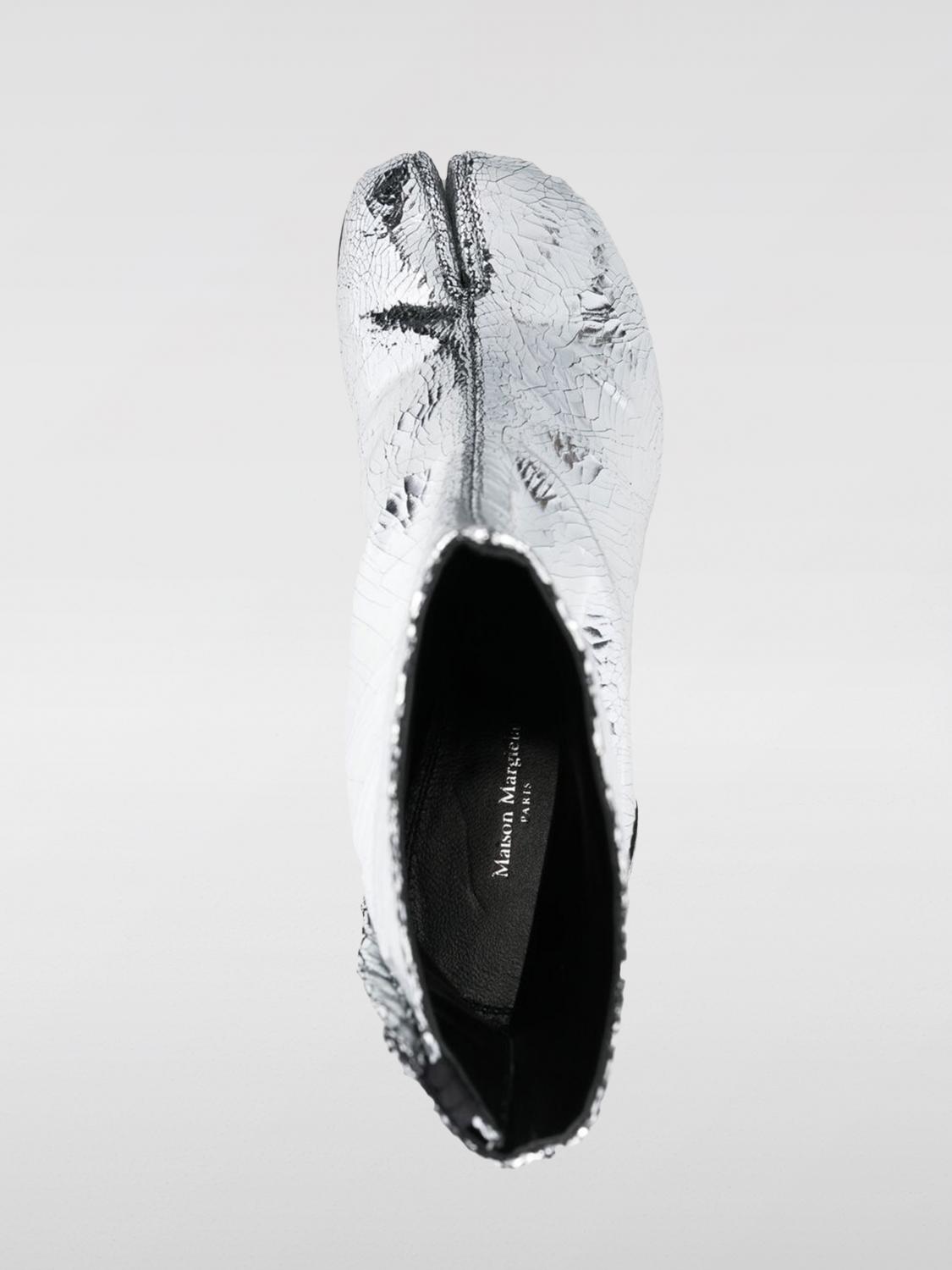 MAISON MARGIELA STIVALETTI: Stivaletto Tabi Maison Margiela in pelle laminata cracklè , Silver - Img 4