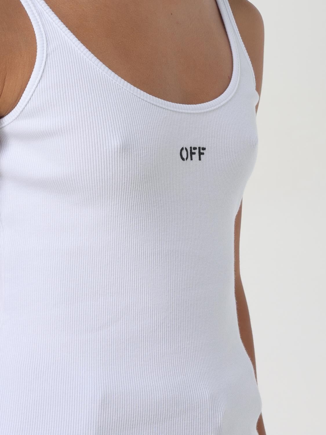 OFF-WHITE TOP: Top basic in cotone con mini logo Off-White, Bianco - Img 5