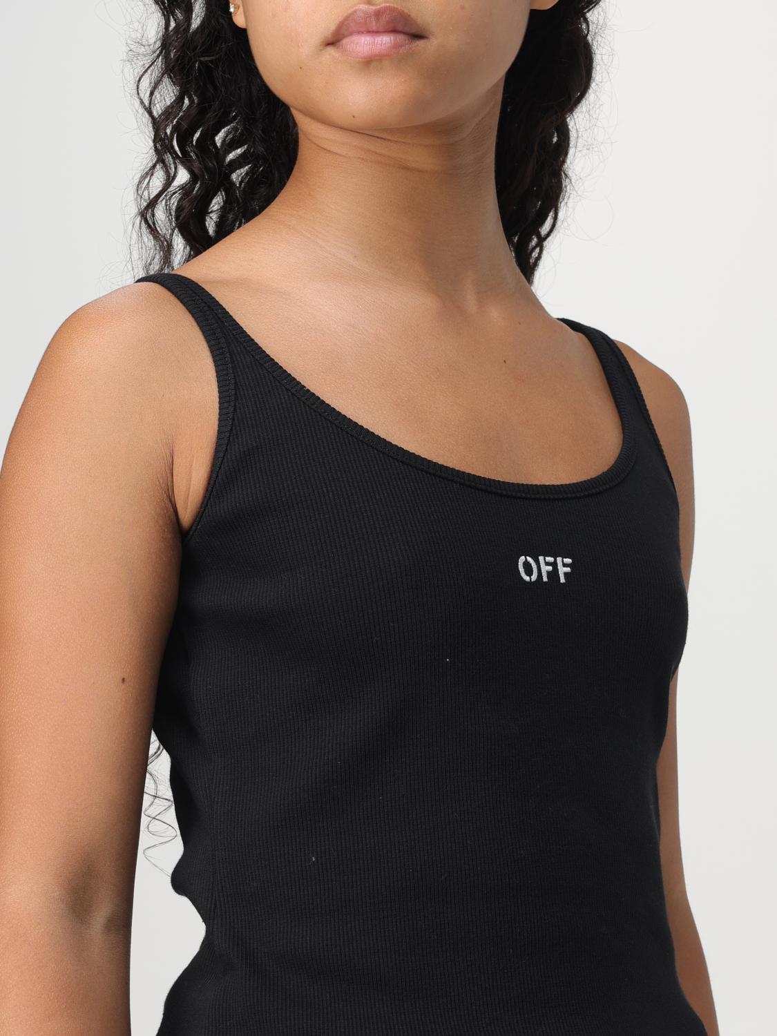 OFF-WHITE T-SHIRTS: Canotta basic in cotone con mini logo Off-White, Nero - Img 5