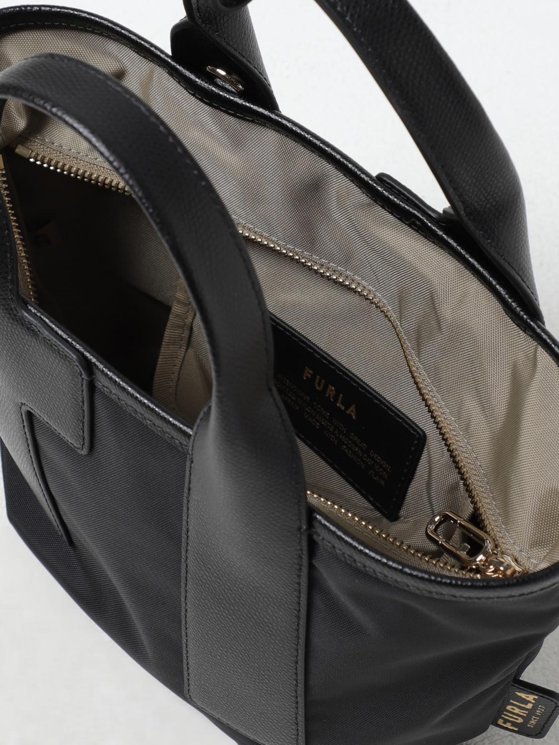 FURLA BORSA MINI: Borsa Piuma Furla in nylon e pelle s grana , Nero - Img 3