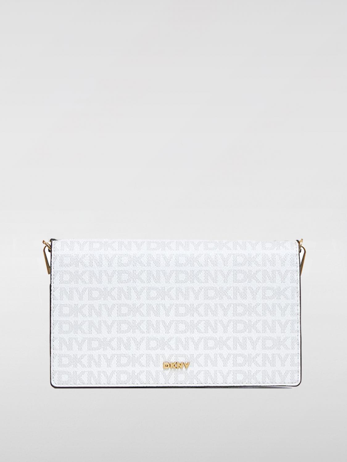 DKNY BORSA MINI: Borsa Farah Dkny in cotone spalmato con monogram all over , Beige - Img 1