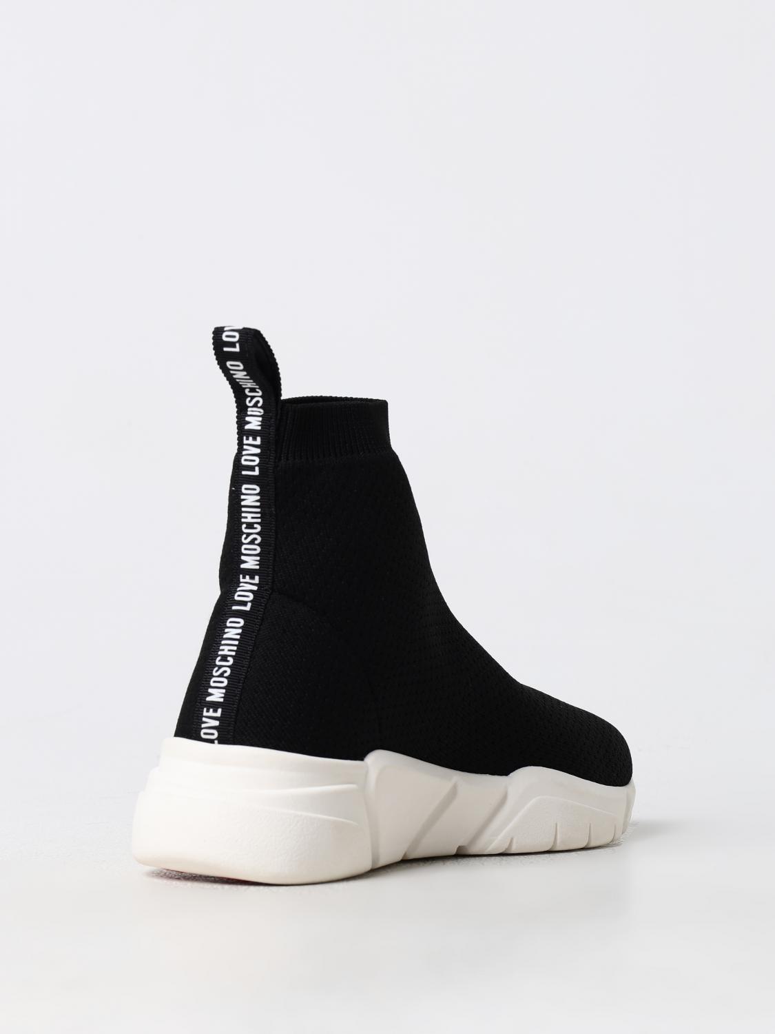 LOVE MOSCHINO SNEAKERS: Sneakers Love Moschino in maglia stretch , Nero - Img 3