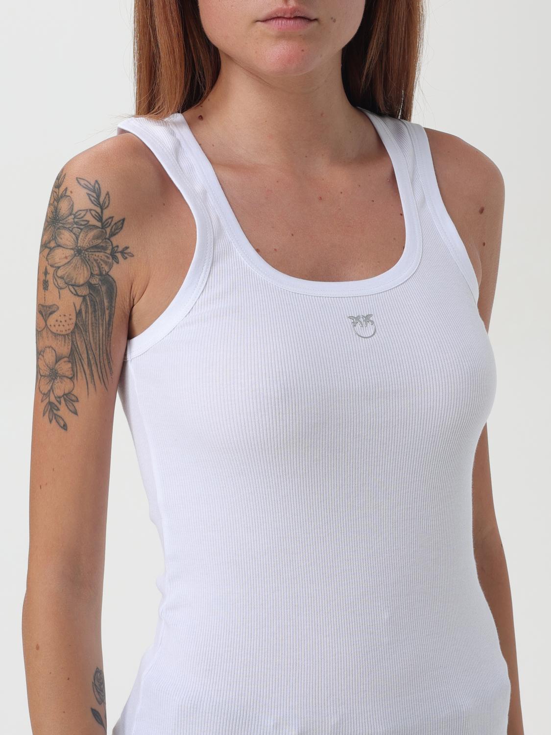 PINKO T-SHIRTS: Canotta Pinko in jersey di cotone a costine , Bianco - Img 3