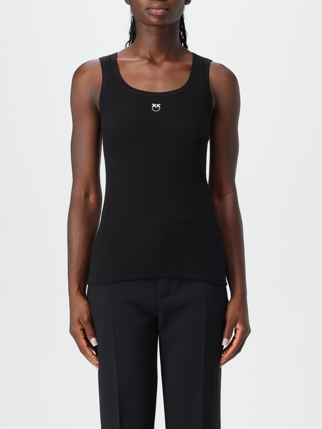 PINKO T-SHIRTS: Canotta Pinko in jersey di cotone a costine , Nero - Img 1