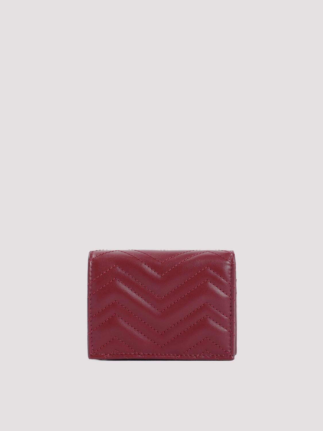 GUCCI PORTAFOGLIO: Porta carte small GG Marmont Gucci in pelle matelassé, Bordeaux - Img 3