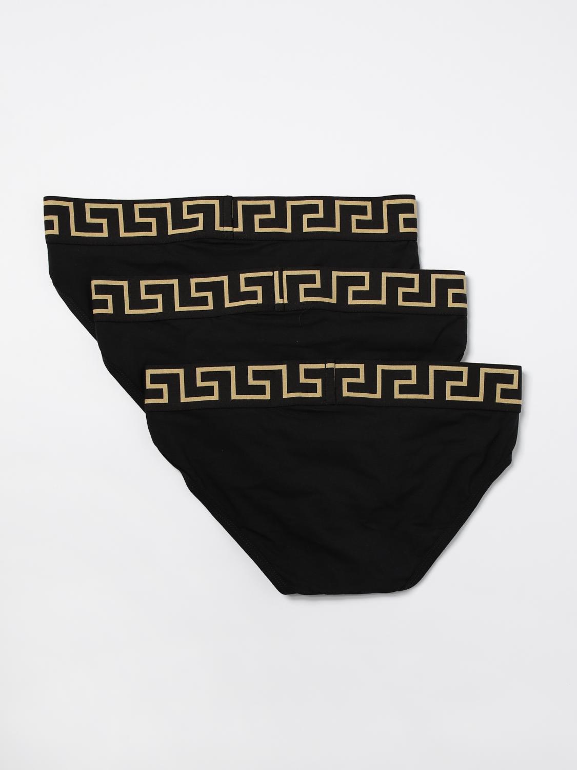 VERSACE INTIMO: Set 3 slip Versace in cotone stretch , Nero - Img 2