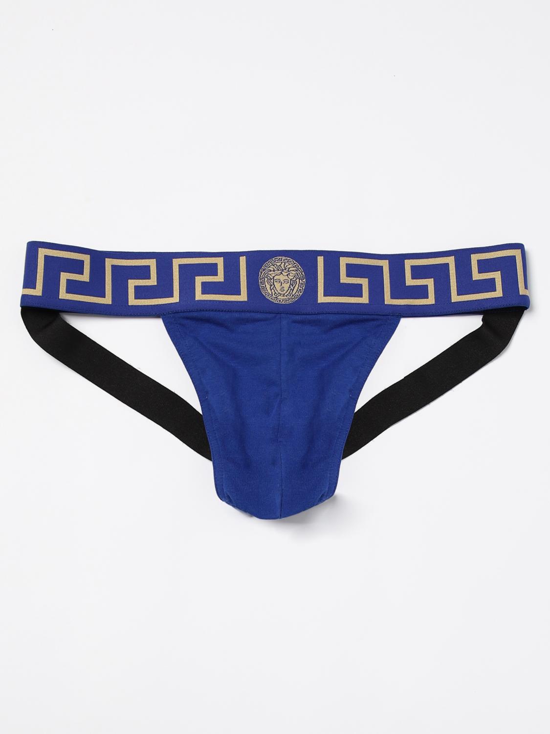 VERSACE INTIMO: Jockstrap Versace in cotone stretch , Blue - Img 1