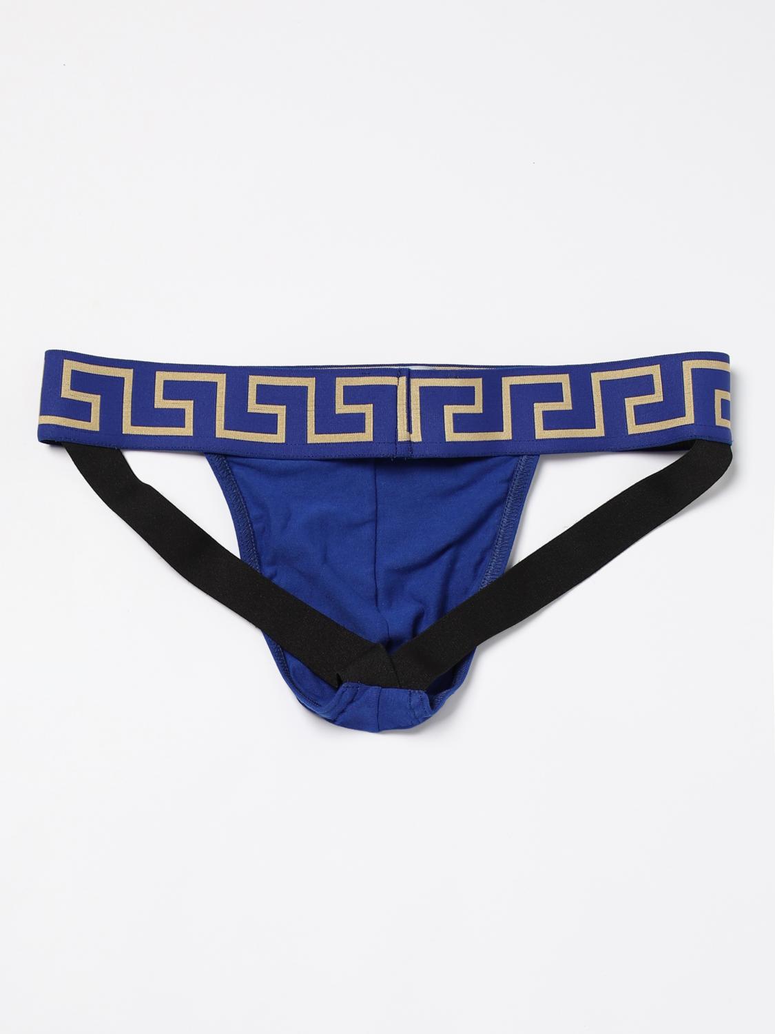 VERSACE INTIMO: Jockstrap Versace in cotone stretch , Blue - Img 2