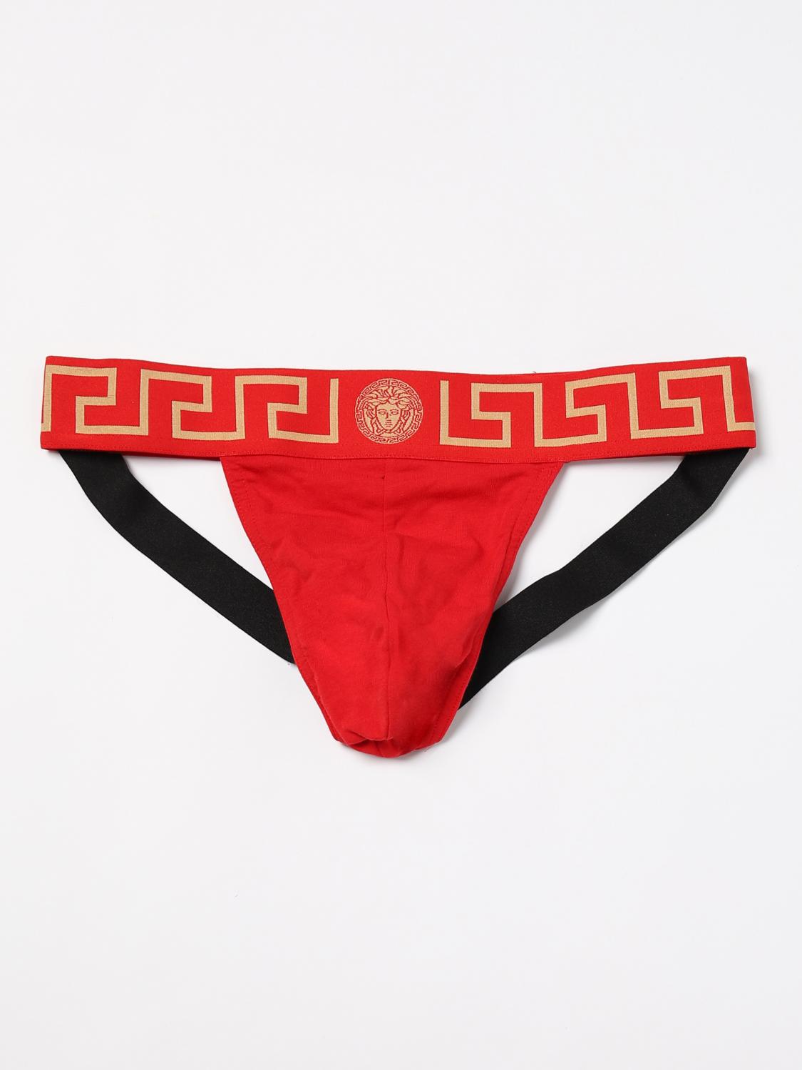 VERSACE INTIMO: Jockstrap Versace in cotone stretch , Rosso - Img 1