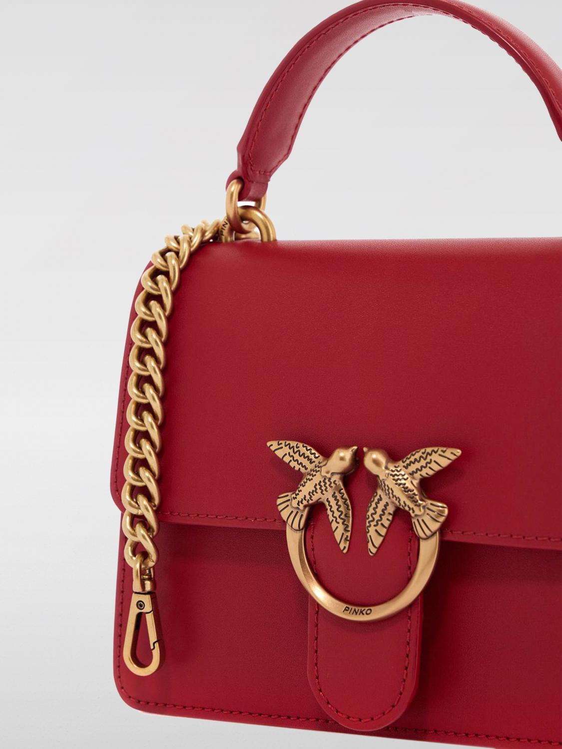 PINKO BORSA MINI: Borsa Love One Pinko in pelle , Rosso - Img 3