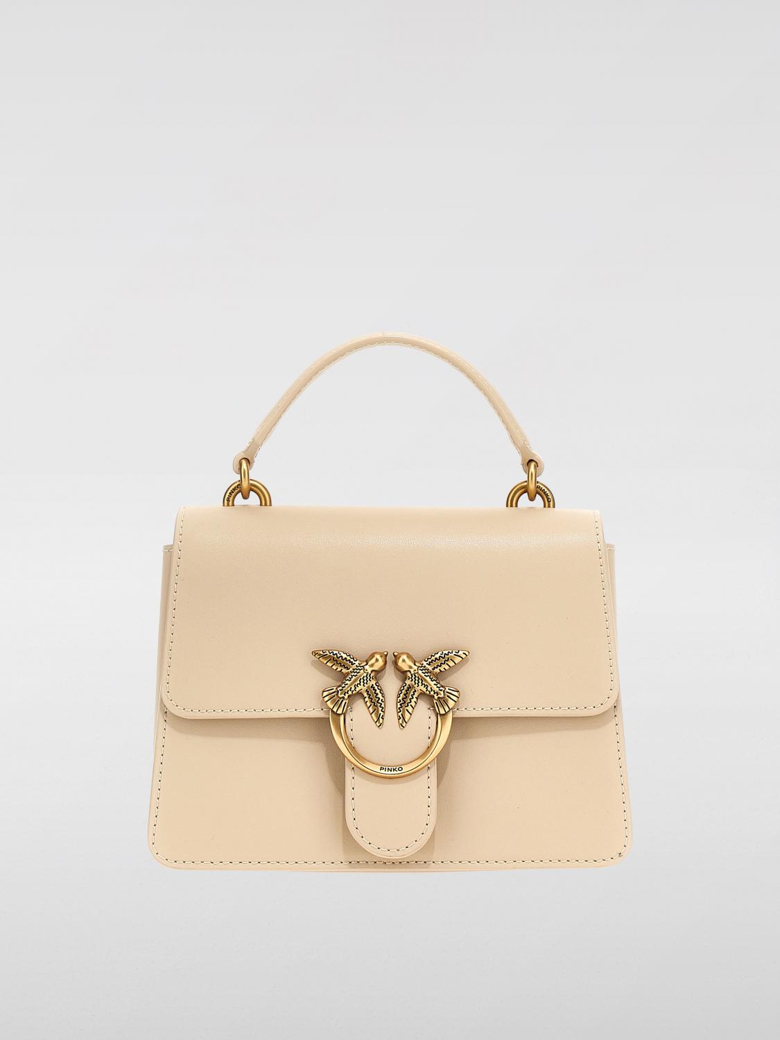 PINKO BORSA MINI: Borsa Love One Pinko in pelle , Beige - Img 1