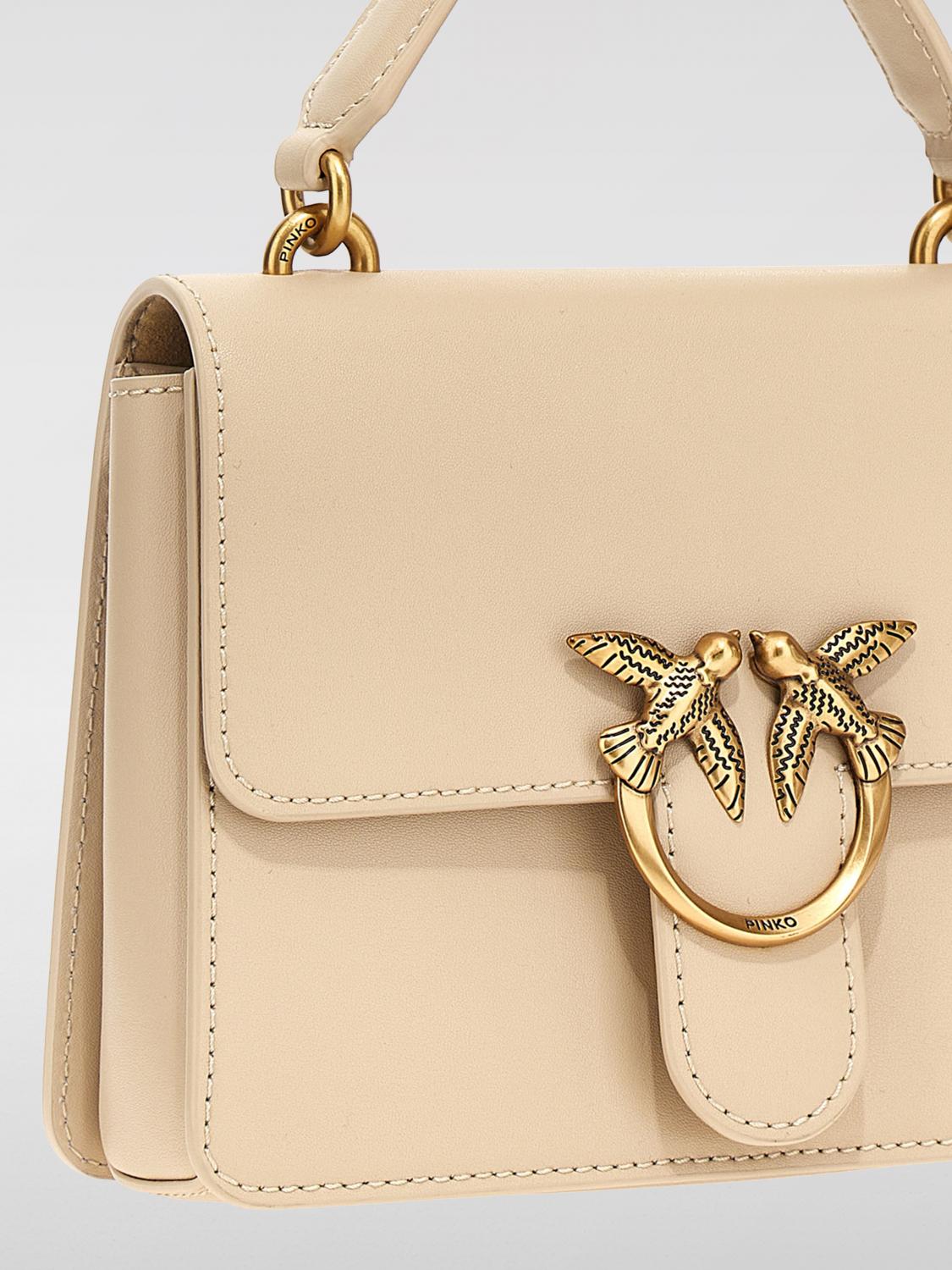 PINKO BORSA MINI: Borsa Love One Pinko in pelle , Beige - Img 3