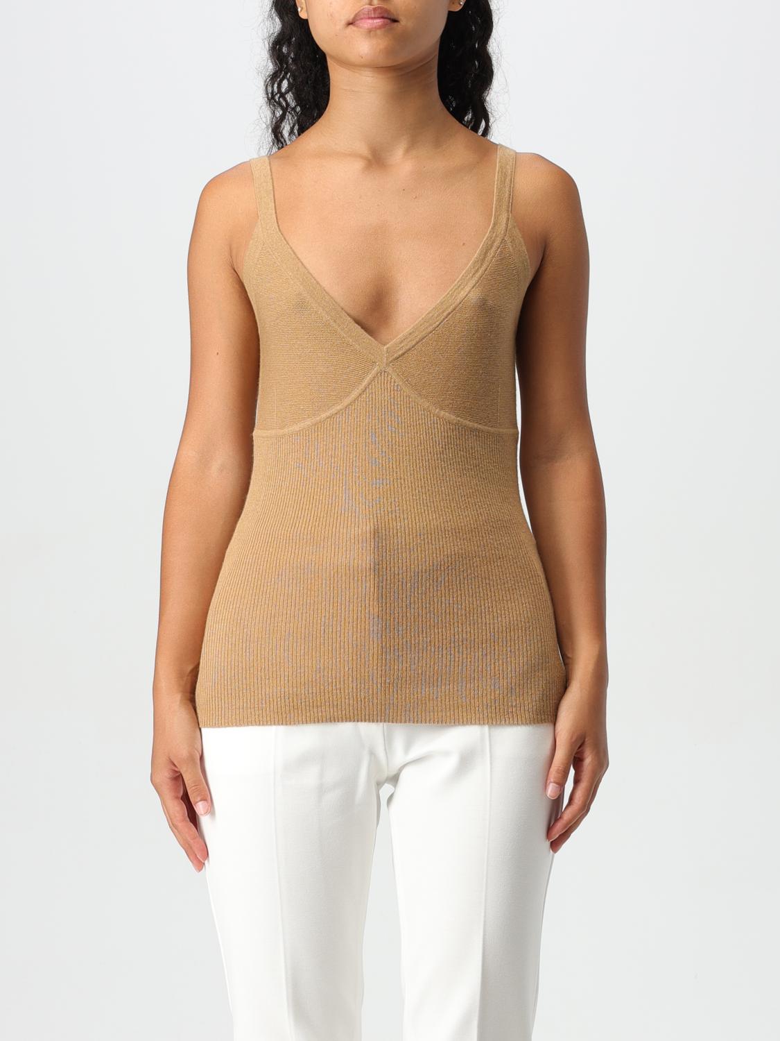 MAX MARA TOP: Top Max Mara in seta e cashmere, Beige - Img 1