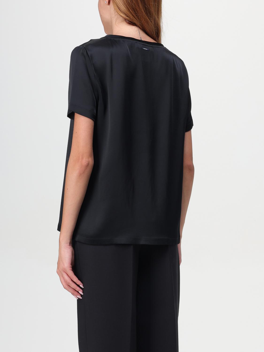 MAX MARA T-SHIRTS: T-shirt basic in viscosa Max Mara, Nero - Img 3