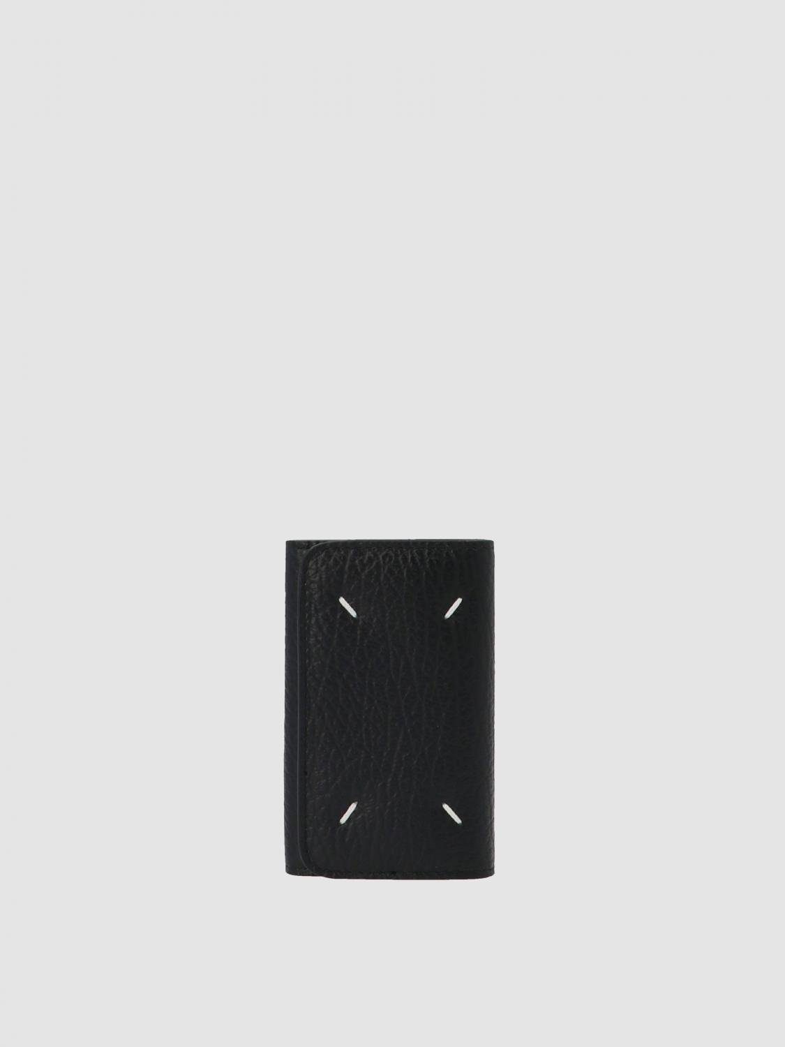 MAISON MARGIELA キーホルダー: Maison Margiela グレインレザーキーリング, ブラック - Img 1