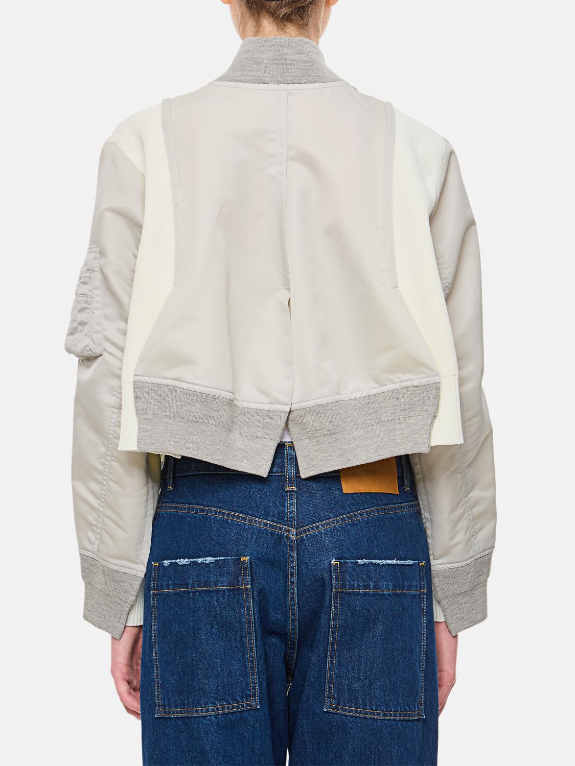 SACAI GIACCA: Giacca crop con zip Sacai, Bianco - Img 3