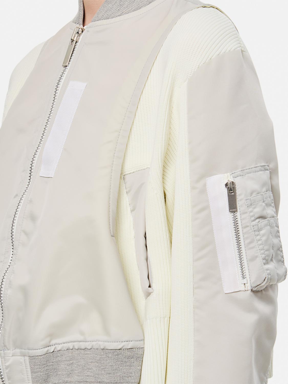 SACAI GIACCA: Giacca crop con zip Sacai, Bianco - Img 4