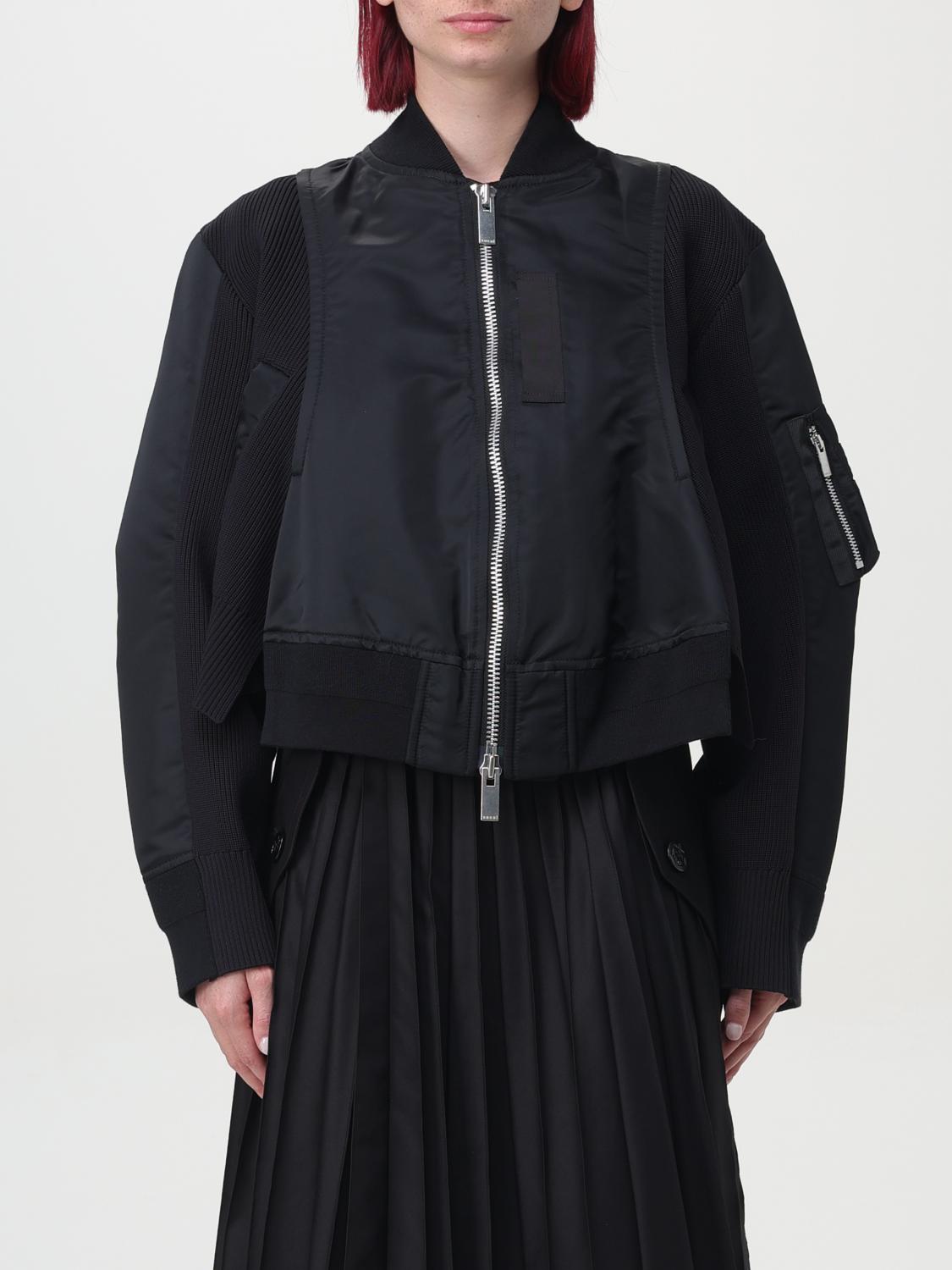 SACAI GIACCA: Giacca crop con zip Sacai, Nero - Img 1