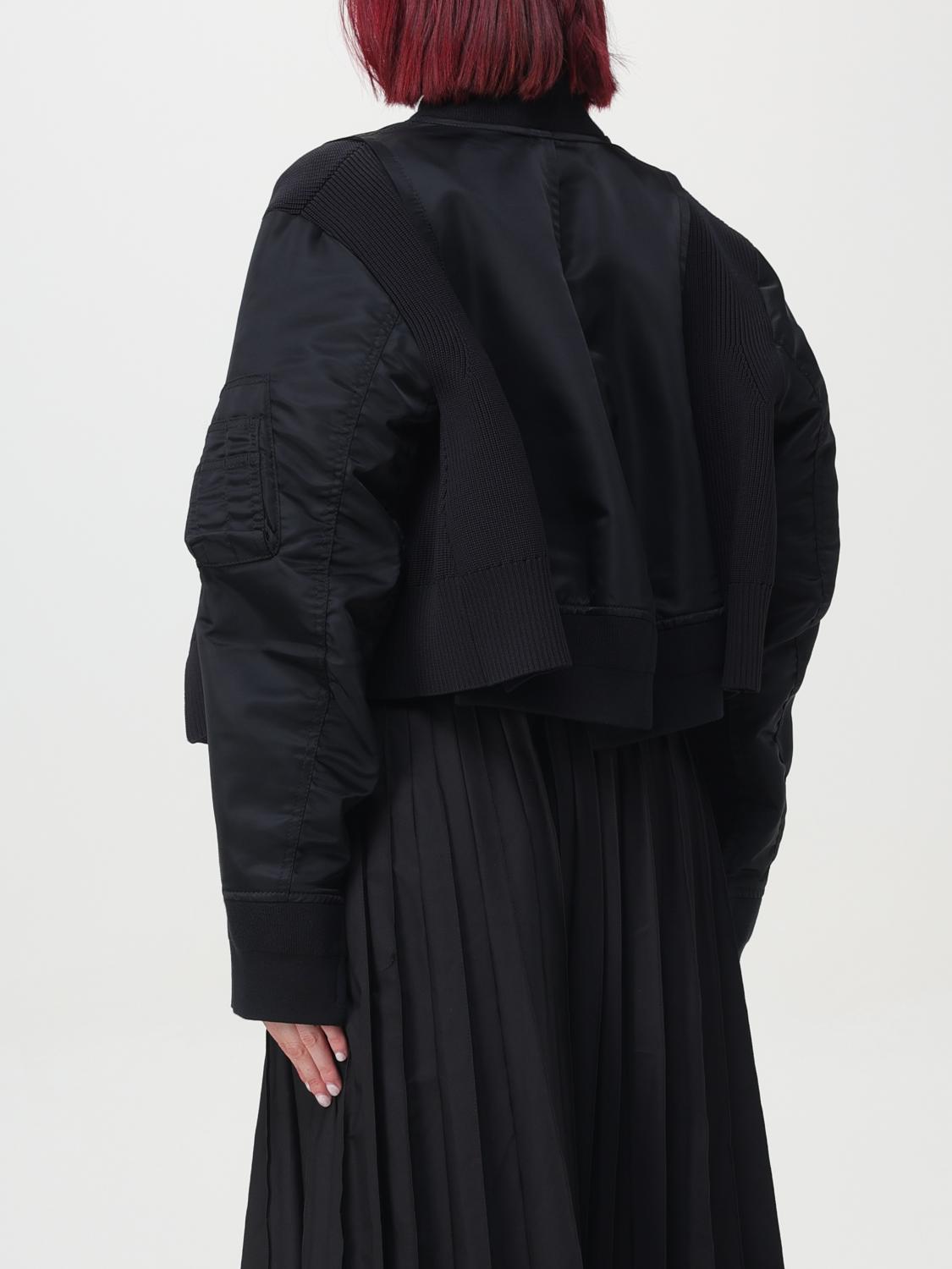 SACAI GIACCA: Giacca crop con zip Sacai, Nero - Img 3