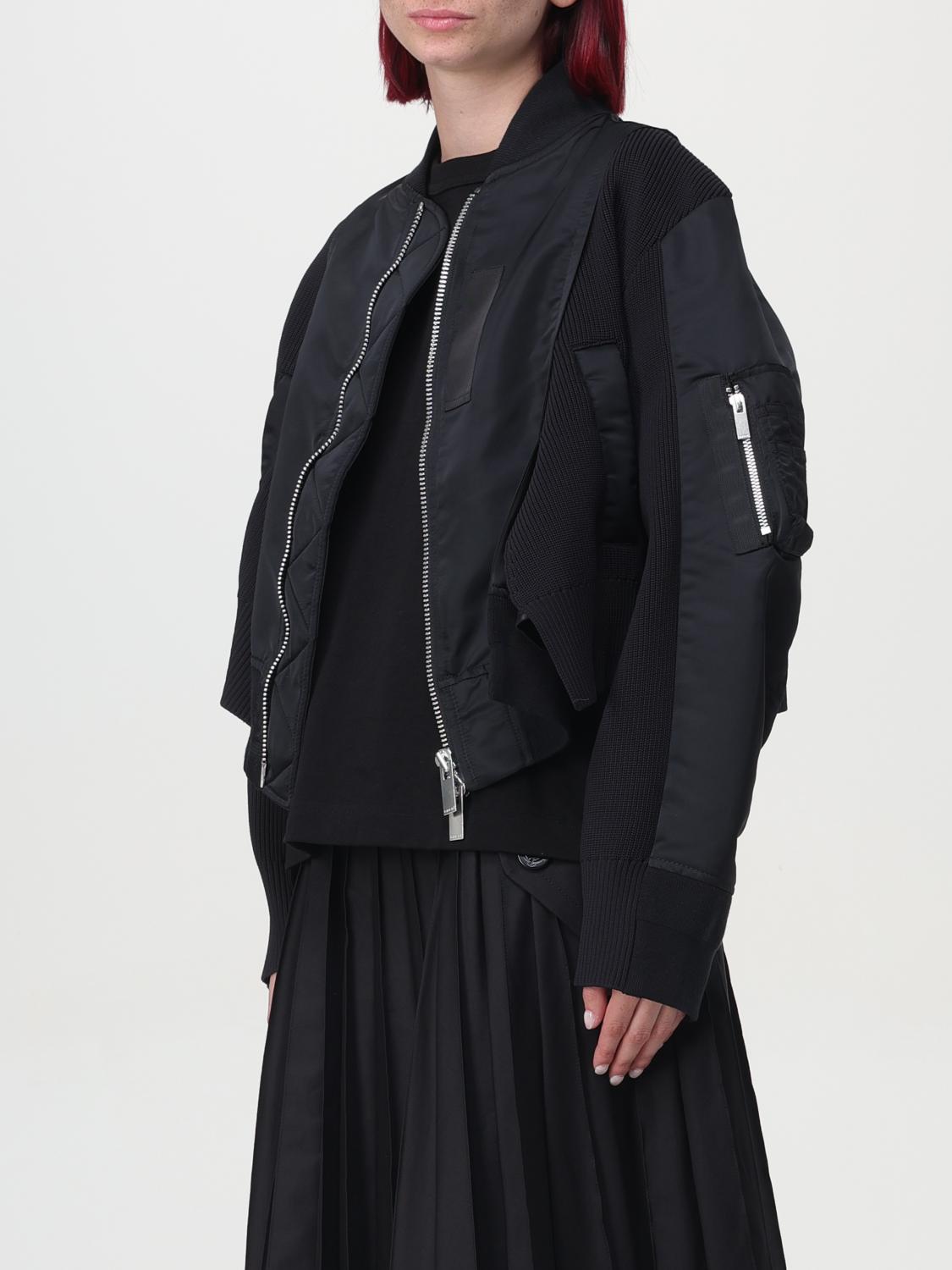 SACAI GIACCA: Giacca crop con zip Sacai, Nero - Img 4