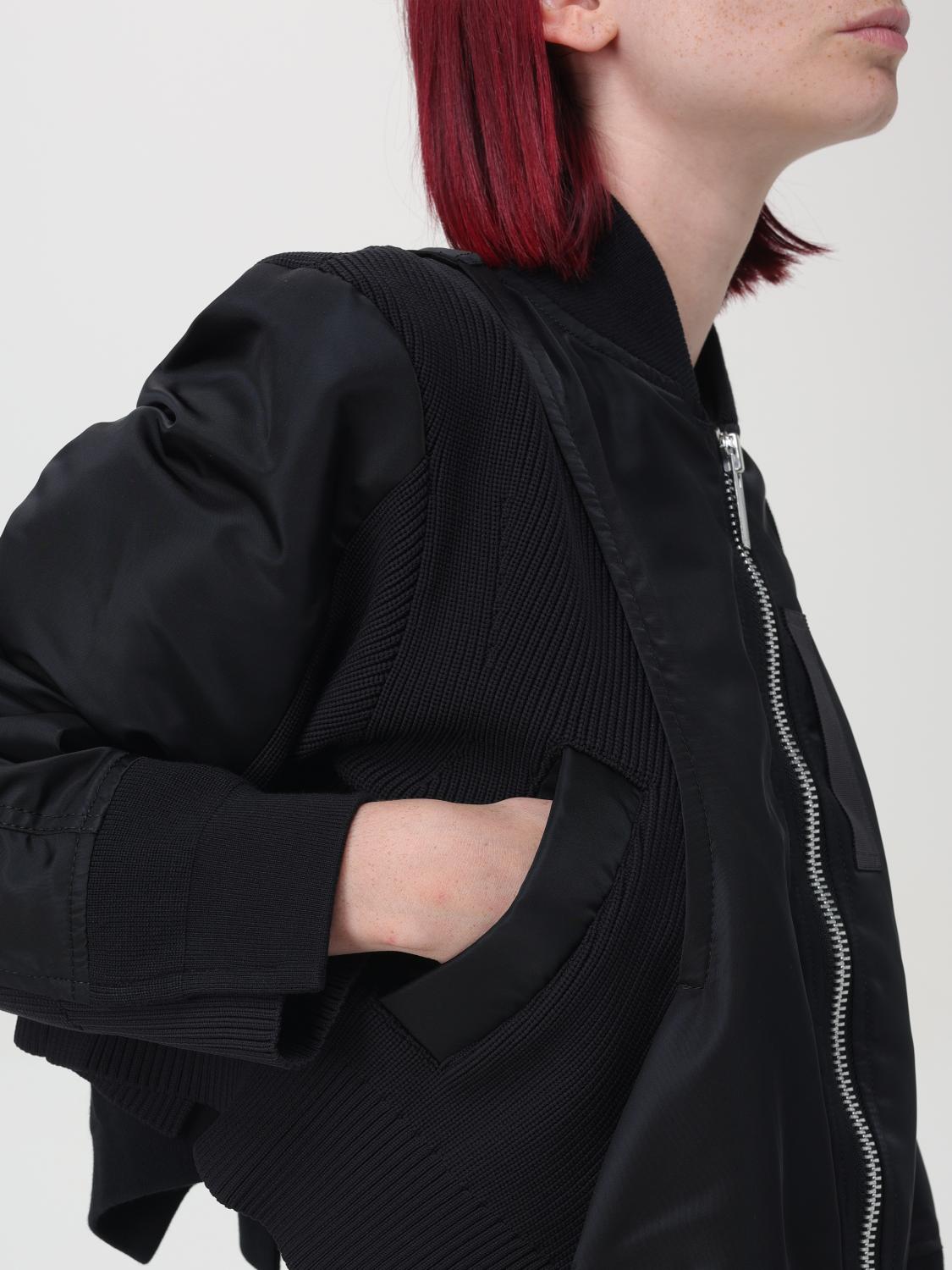 SACAI GIACCA: Giacca crop con zip Sacai, Nero - Img 5