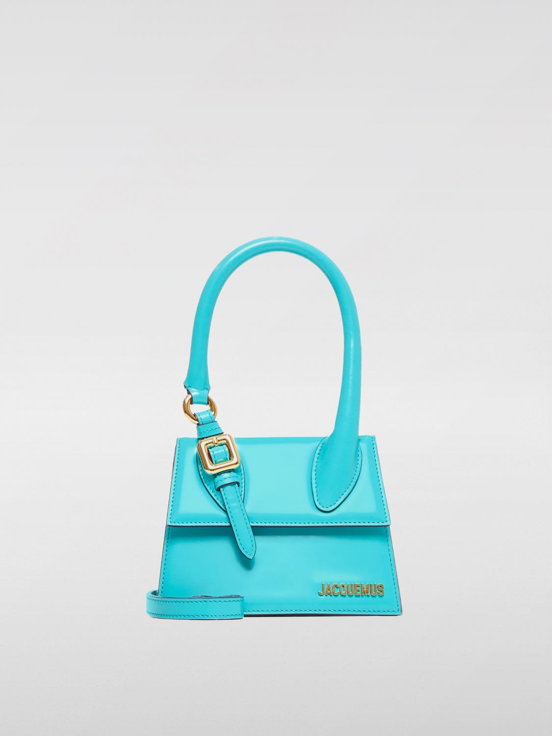 JACQUEMUS BORSA MINI: Borsa Le Chiquito Moyen Bouclè Jacquemus in pelle spazzolata , Turchese - Img 1