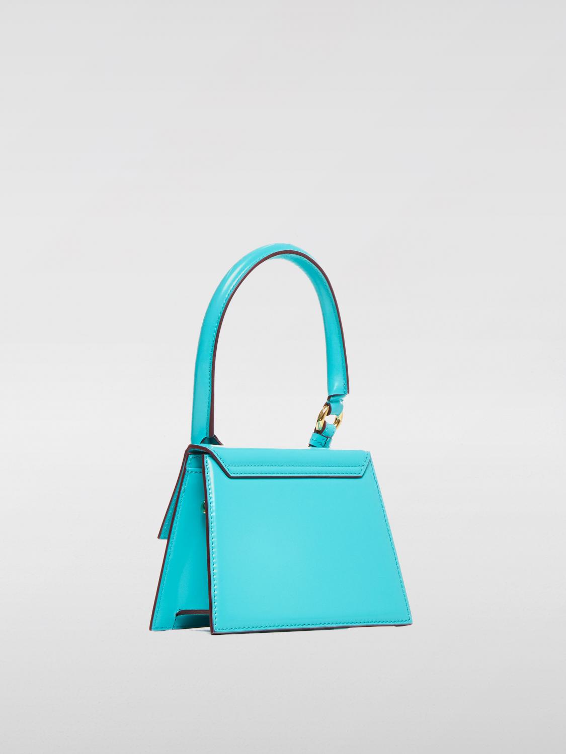 JACQUEMUS BORSA MINI: Borsa Le Chiquito Moyen Bouclè Jacquemus in pelle spazzolata , Turchese - Img 2