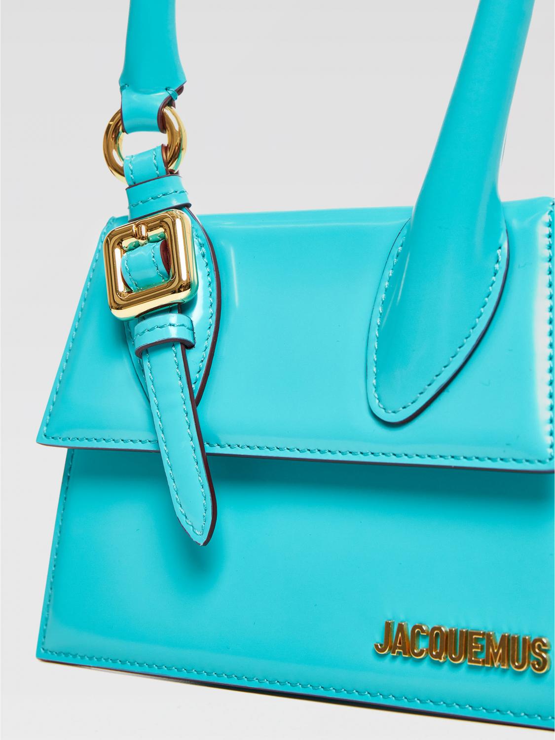 JACQUEMUS BORSA MINI: Borsa Le Chiquito Moyen Bouclè Jacquemus in pelle spazzolata , Turchese - Img 3
