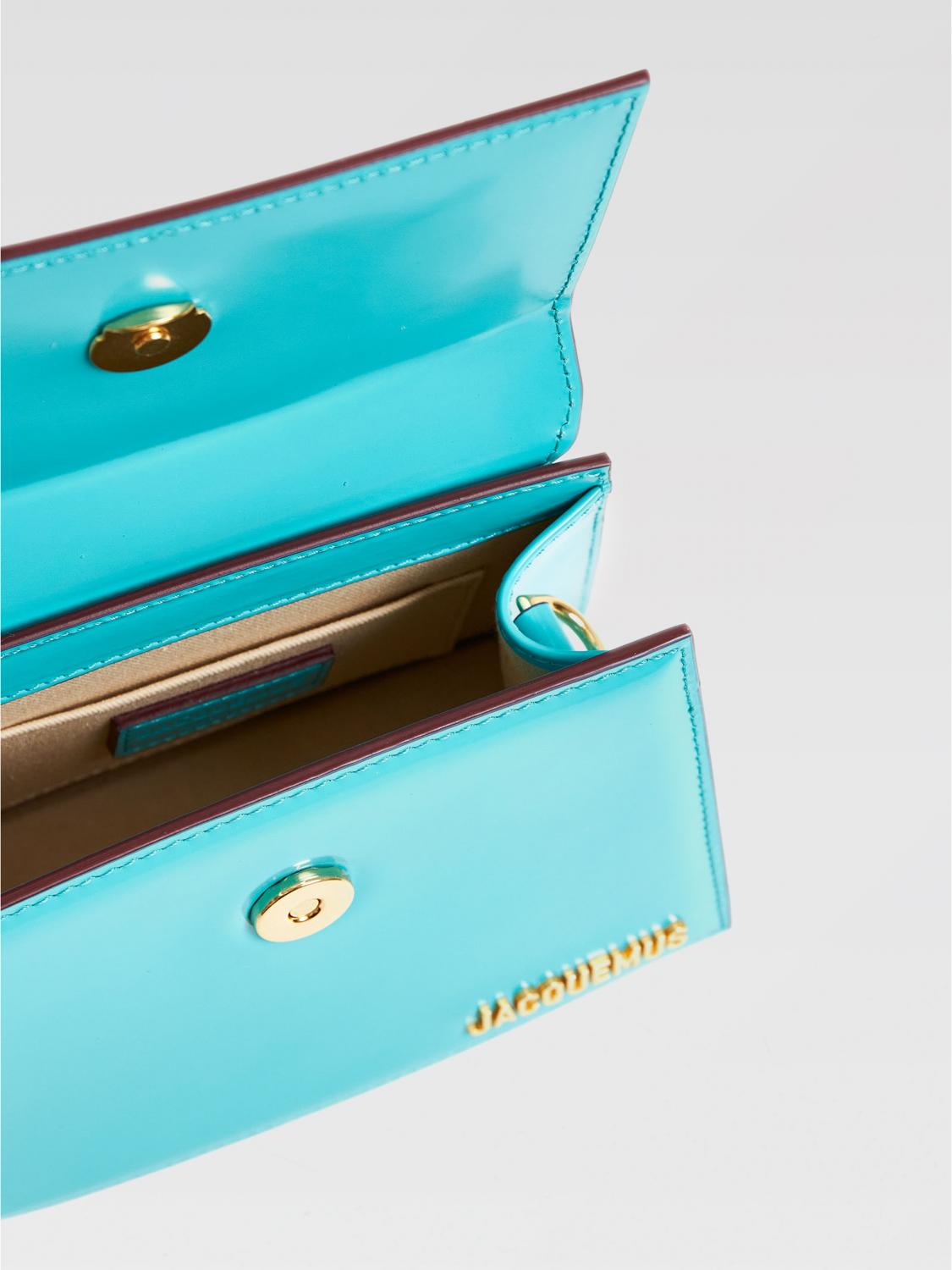 JACQUEMUS BORSA MINI: Borsa Le Chiquito Moyen Bouclè Jacquemus in pelle spazzolata , Turchese - Img 4