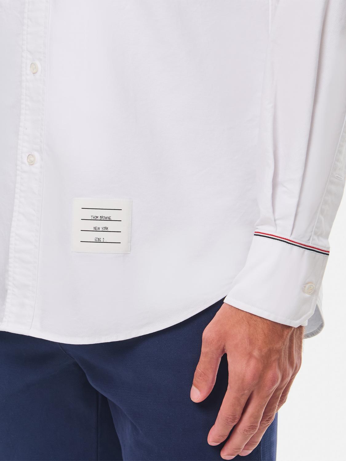 THOM BROWNE CAMICIA: Camicia Thom Browne in cotone con dettagli a contrasto, Bianco - Img 4