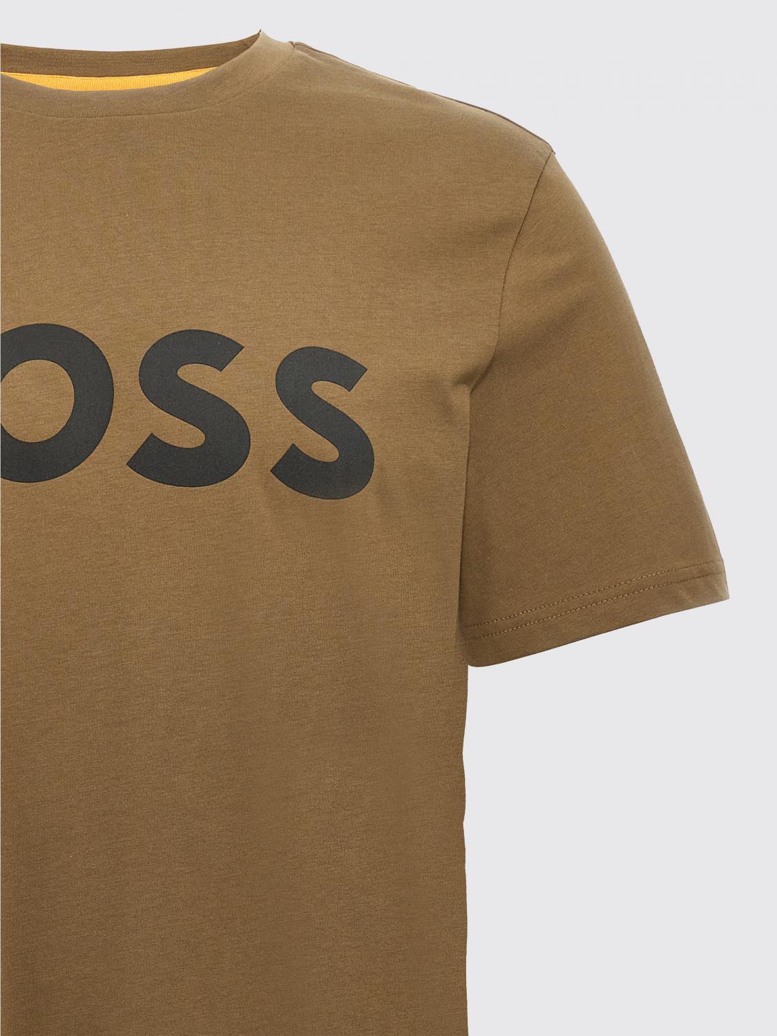 BOSS Tシャツ: Boss ロゴ コットン Tシャツ, ブラウン - Img 3