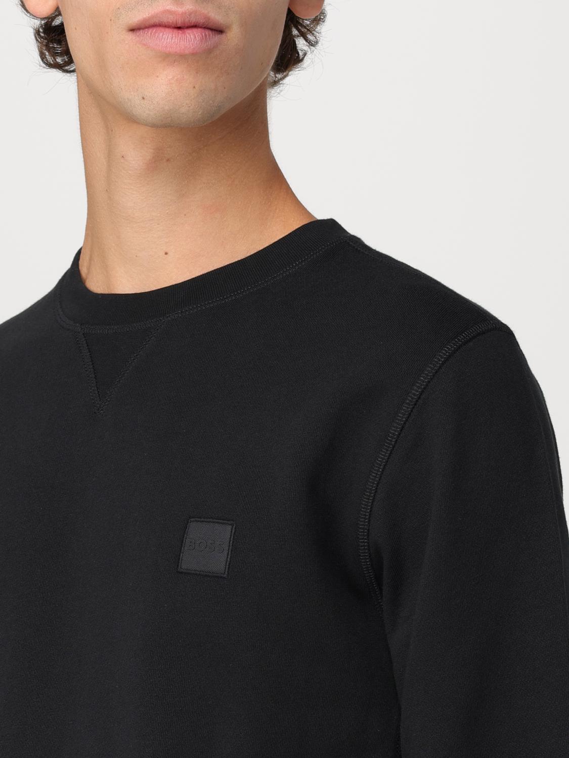 BOSS JERSEY: Jersey Boss de algodón con cuello redondo, Negro - Img 3