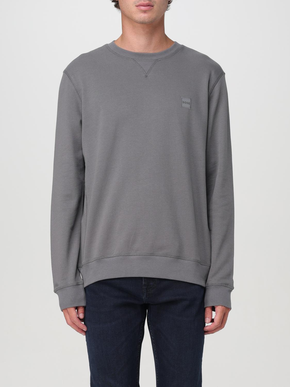 BOSS JERSEY: Jersey Boss de algodón con cuello redondo, Gris - Img 1