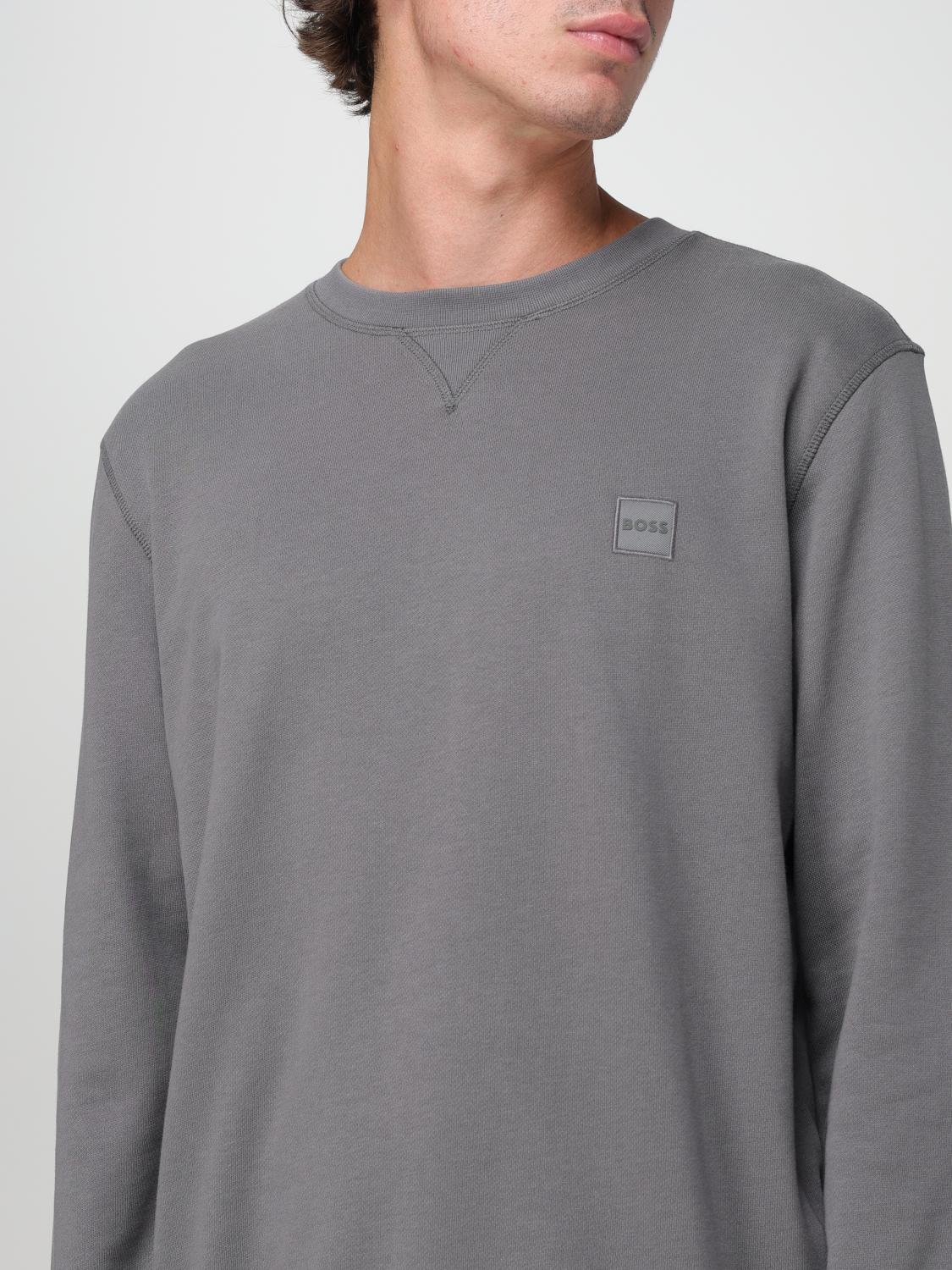 BOSS JERSEY: Jersey Boss de algodón con cuello redondo, Gris - Img 3
