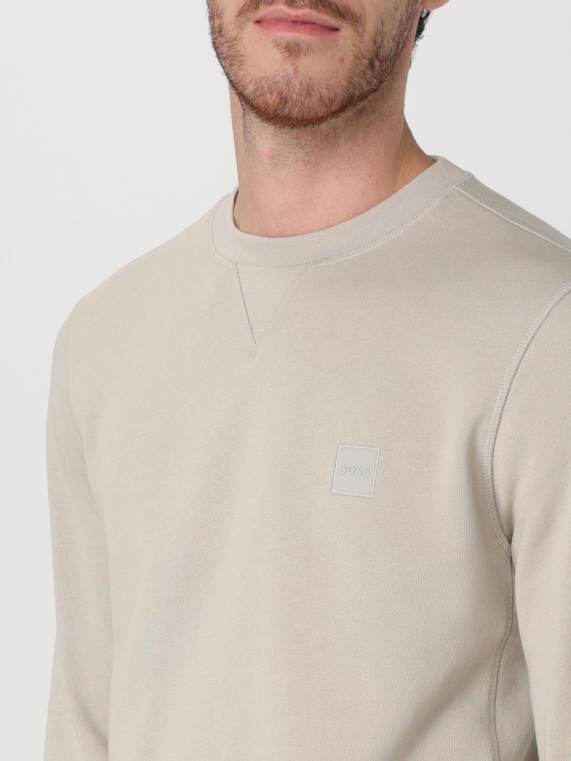 BOSS JERSEY: Jersey Boss de algodón con cuello redondo, Beige - Img 4