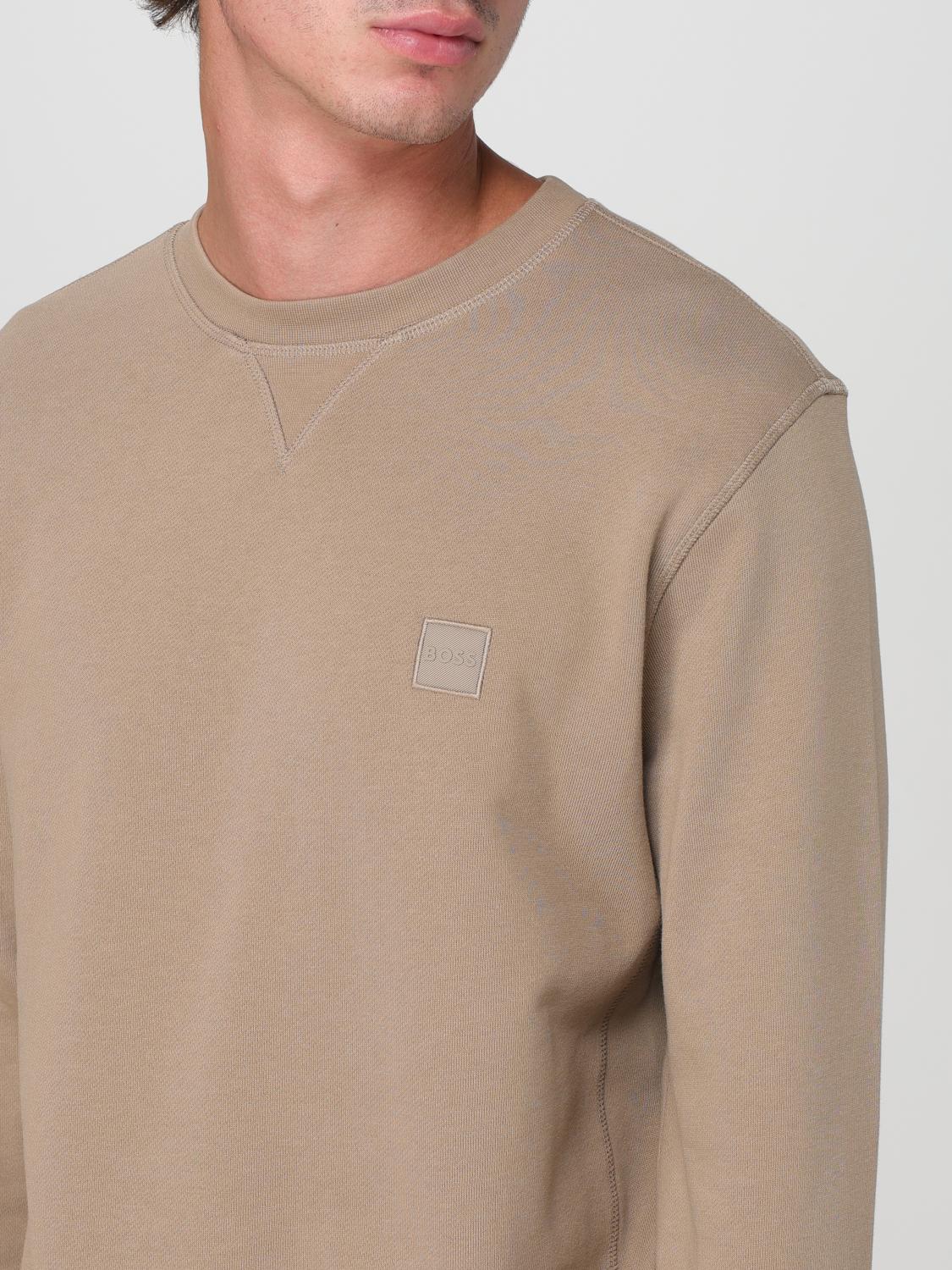 BOSS JERSEY: Jersey Boss de algodón con cuello redondo, Marrón - Img 3