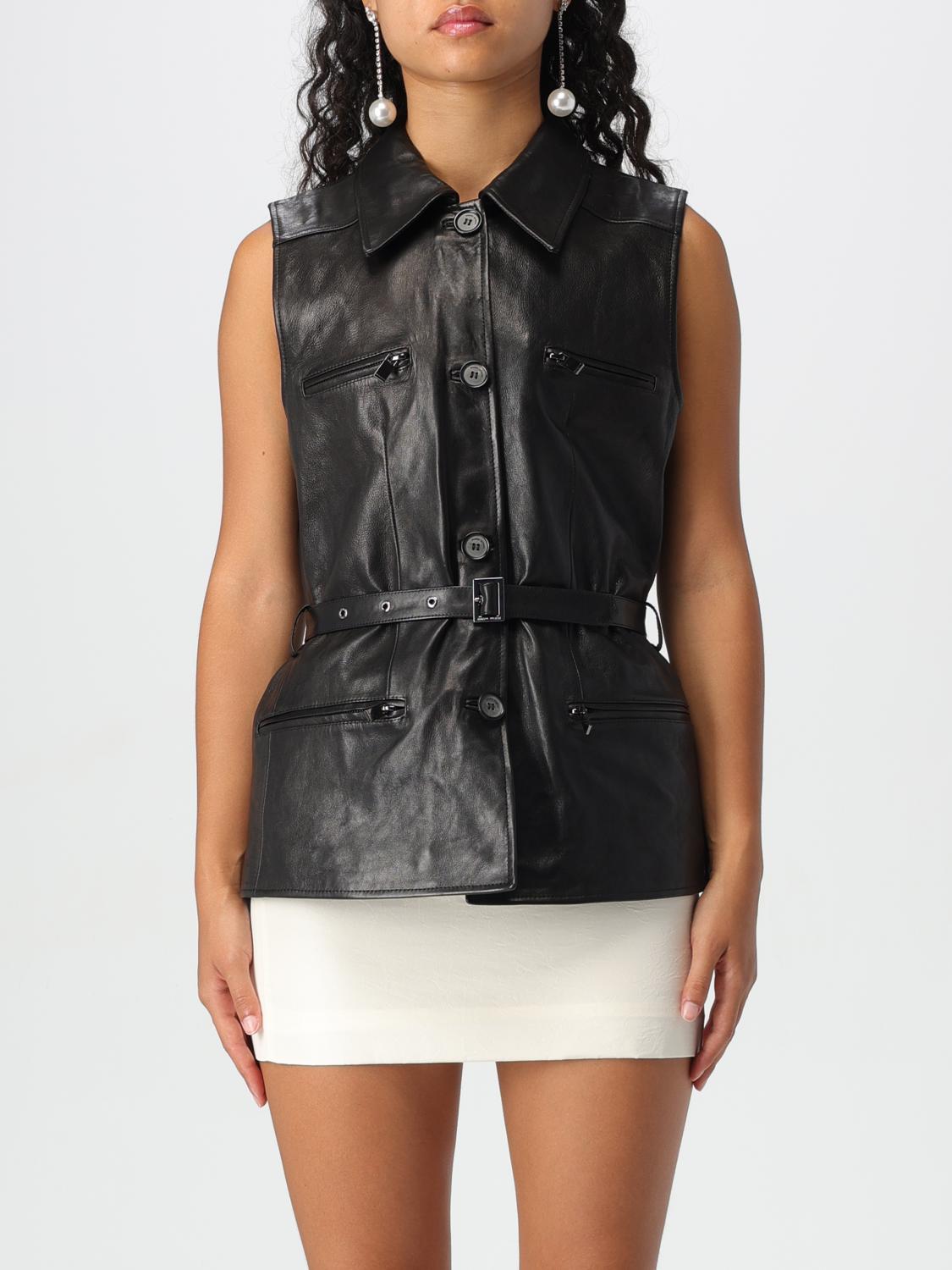 MAGDA BUTRYM WAISTCOAT: Magda Butrym leather vest with belt, Black - Img 1