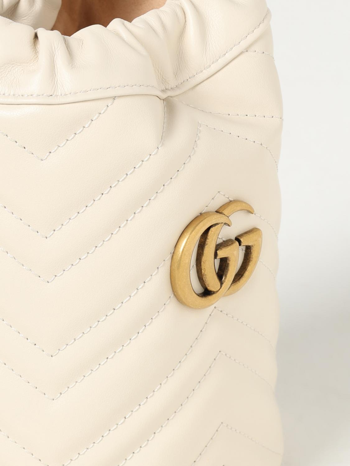 GUCCI BORSA A MANO: Borsa GG Marmont Gucci in nappa trapuntata , Bianco - Img 4
