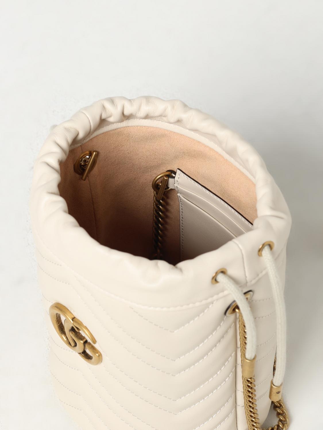 GUCCI BORSA A MANO: Borsa GG Marmont Gucci in nappa trapuntata , Bianco - Img 5