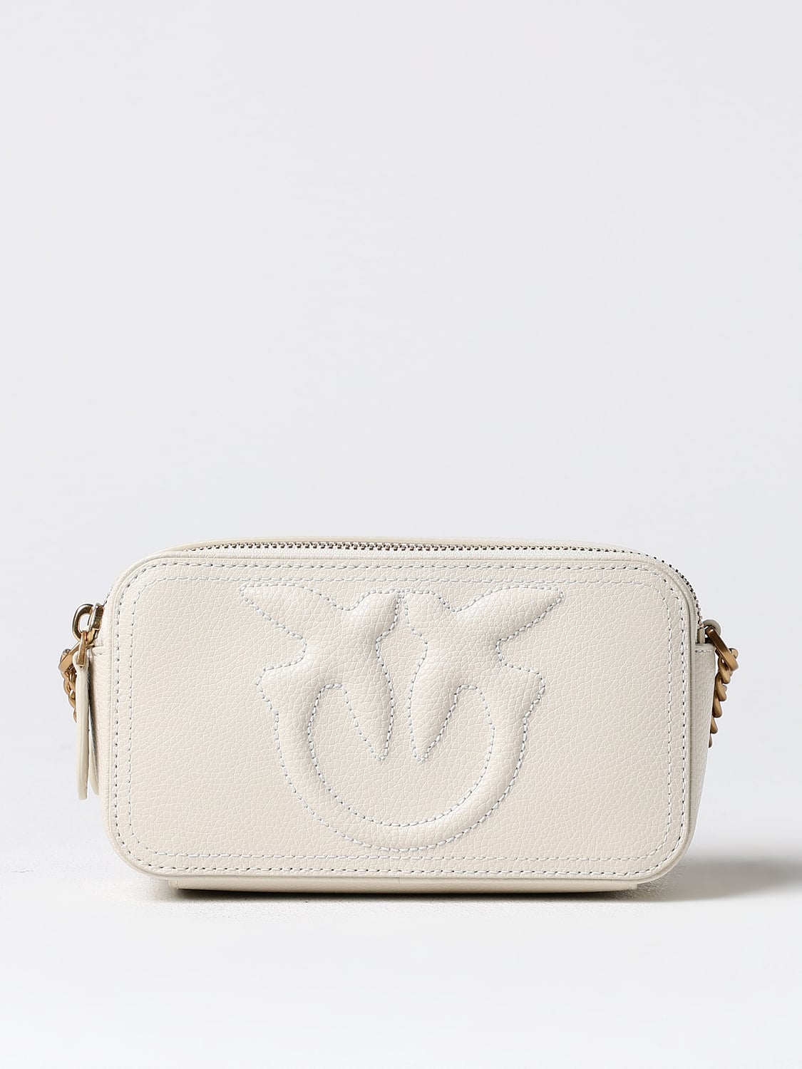 PINKO BORSA MINI: Borsa Carrie Pinko in pelle a grana , Bianco - Img 1