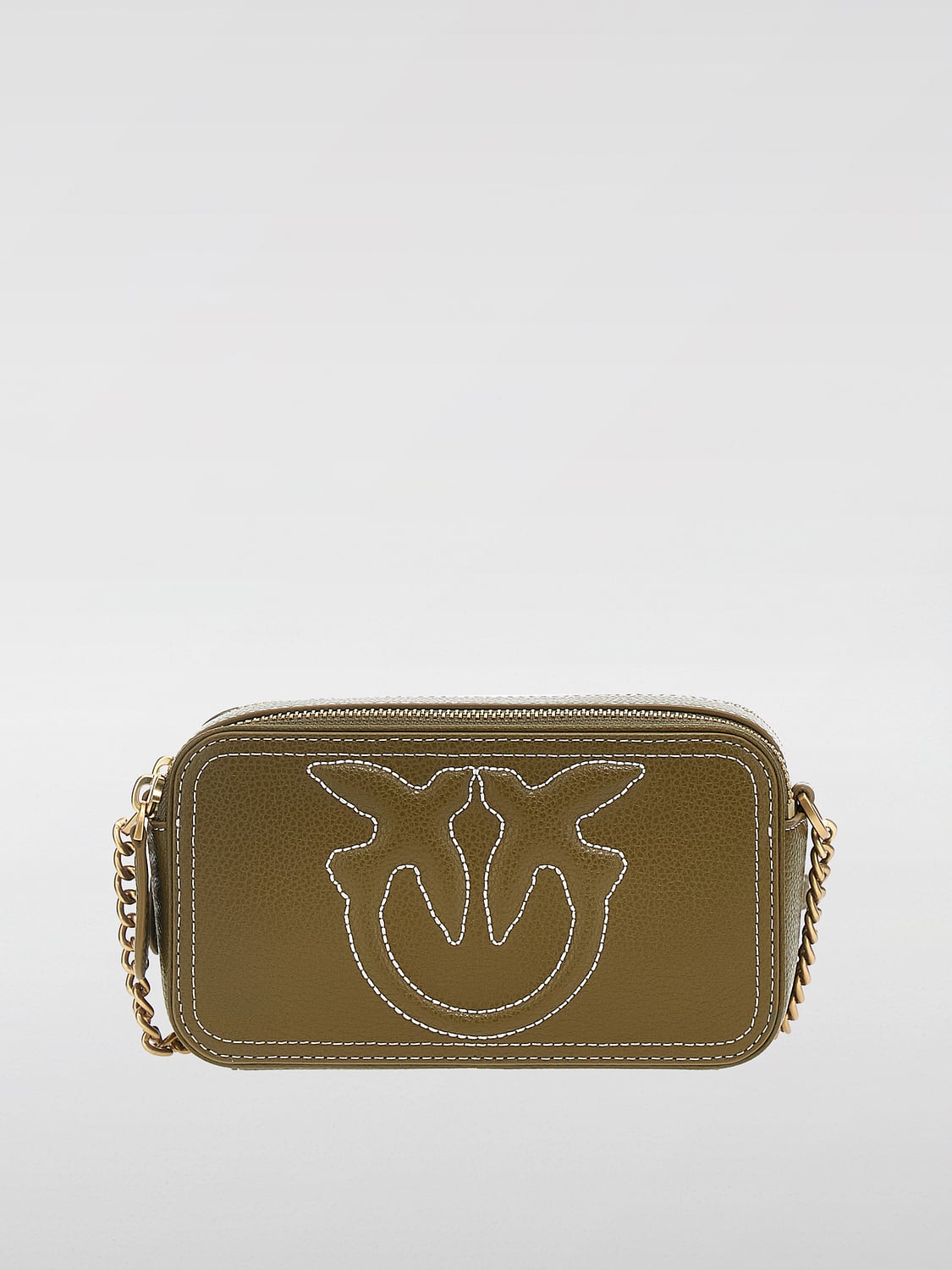 PINKO BORSA MINI: Borsa Carrie Pinko in pelle a grana , Verde - Img 1