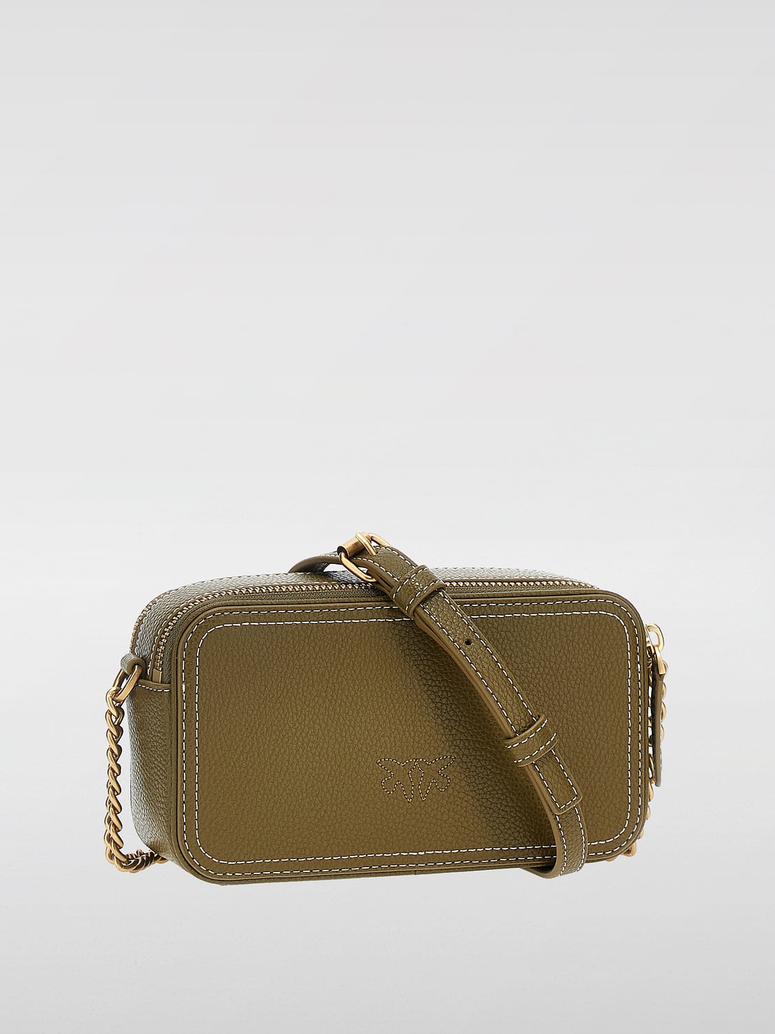PINKO BORSA MINI: Borsa Carrie Pinko in pelle a grana , Verde - Img 2