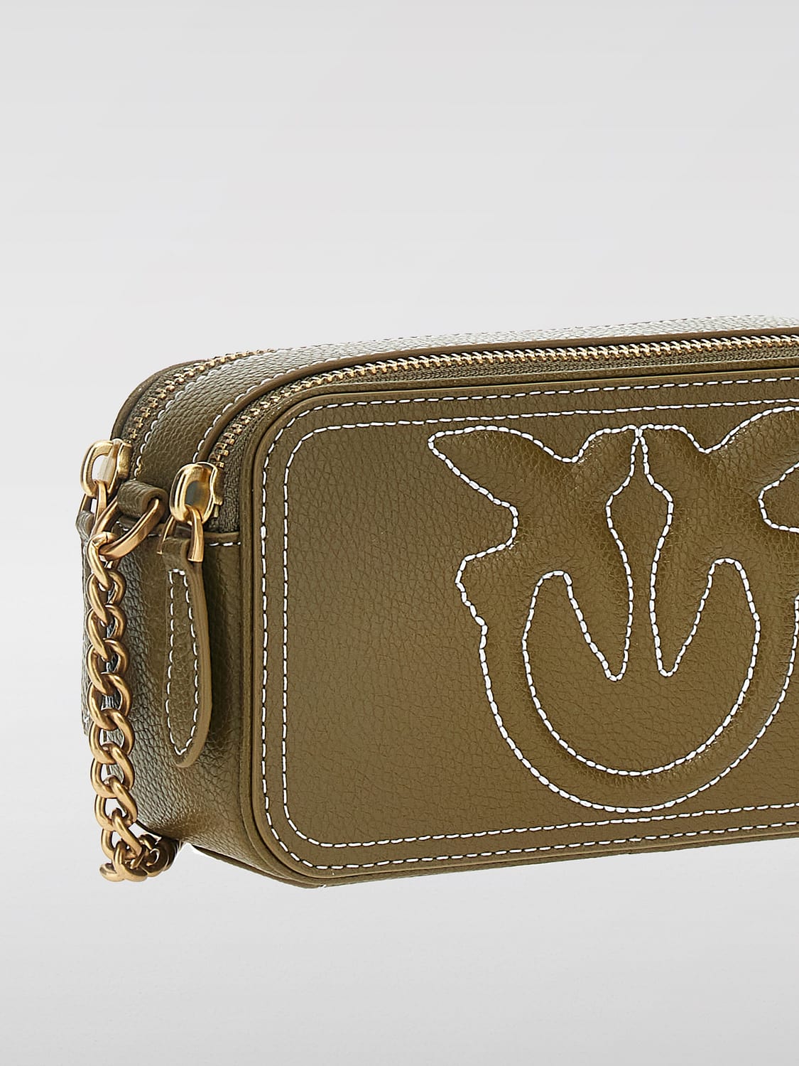 PINKO BORSA MINI: Borsa Carrie Pinko in pelle a grana , Verde - Img 3